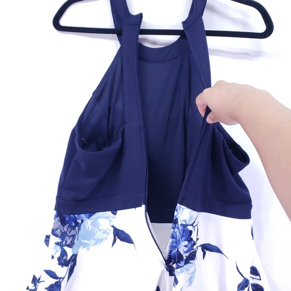 Speechless Navy Blue N White Floral Layered Formal Party Preppy Dress Size XL - Picture 12 of 15